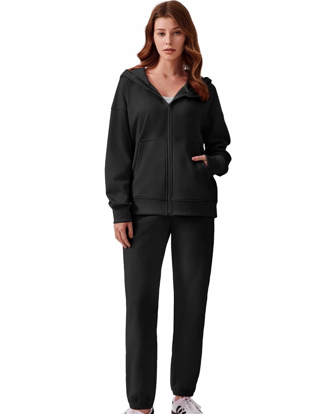 Women’s Full Zip Cotton Fleece Hooded Sweatshirt Track Suit Pants Small New